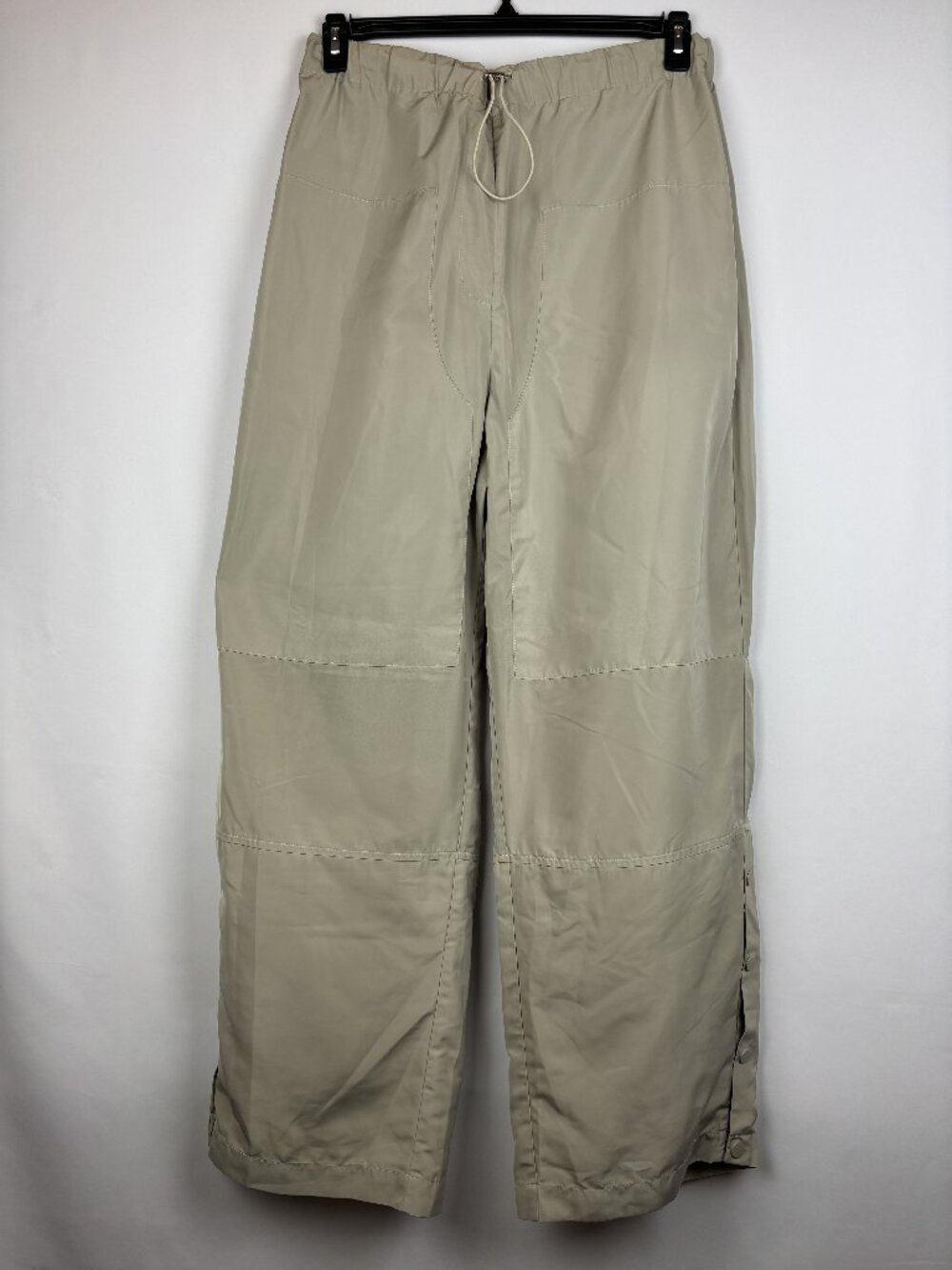 XL Paris Georgia Parachute Pants Wide Barrel Leg Drawstring Button Split Seam
